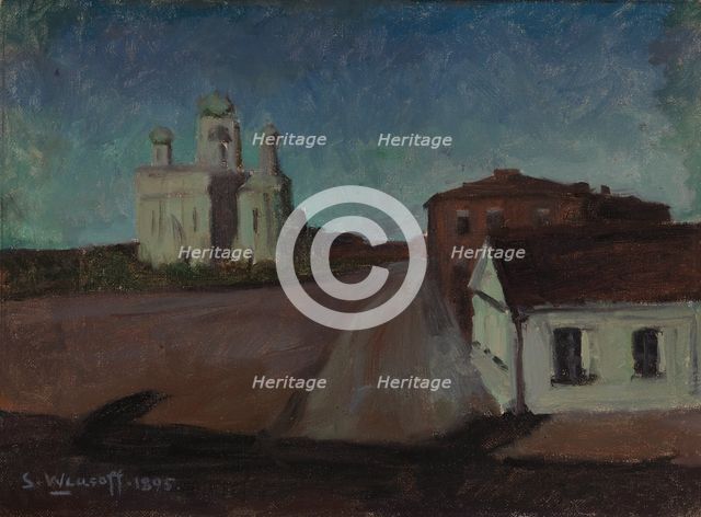 Moonlight Landscape in Suomenlinna, 1895. Creator: Sergei Wlasoff.