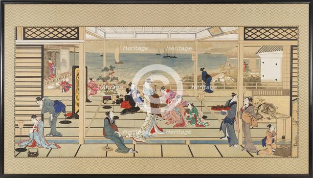 Moonlight Revelry at Dozo Sagami, Edo period, late 18th- early 19th century. Creator: Kitagawa Utamaro.