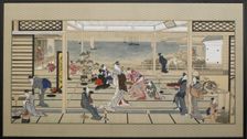 Moonlight Revelry at Dozo Sagami, Late 18th cent.. Artist: Utamaro, Kitagawa (1753-1806)