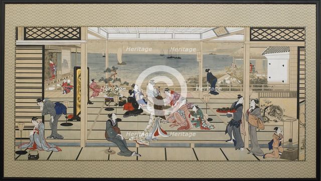 Moonlight Revelry at Dozo Sagami, Late 18th cent.. Artist: Utamaro, Kitagawa (1753-1806)