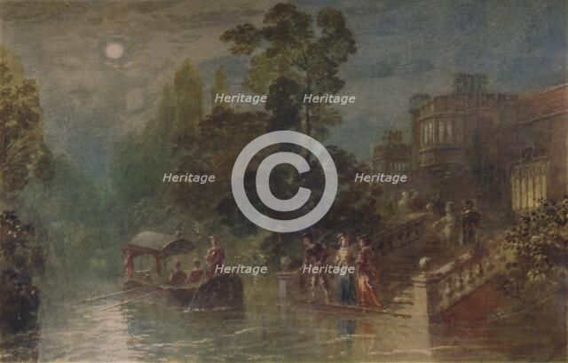 'Moonlight: the Terrace, Haddon Hall', 1873, (1935). Artist: George Haydock Dodgson.