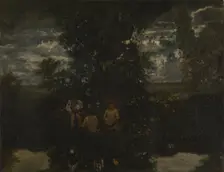 Moonlight. The Bathers, 1860s. Artist: Rousseau, Théodore (1812-1867)