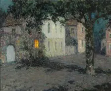 Moonlit City Square in Cherbourg, ca 1934. Artist: Le Sidaner, Henri (1862-1939)