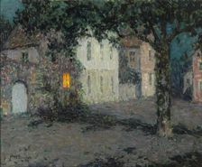 Moonlit City Square in Cherbourg, ca 1934. Artist: Le Sidaner, Henri (1862-1939)