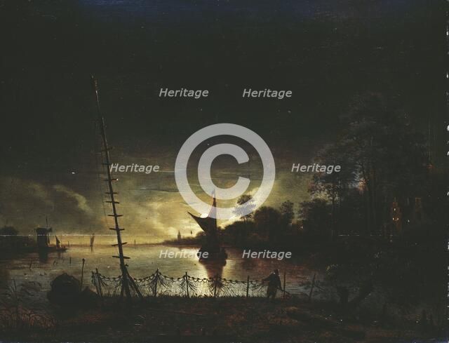 Moonlit Landscape, 1640-1677. Creator: Anthonie van Borssom.