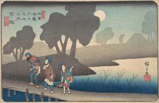 Moonlit Night at Miyanokoshi, from The Sixty-nine Stations of the Kisokaido, ca. 1838., ca. 1838. Creator: Ando Hiroshige