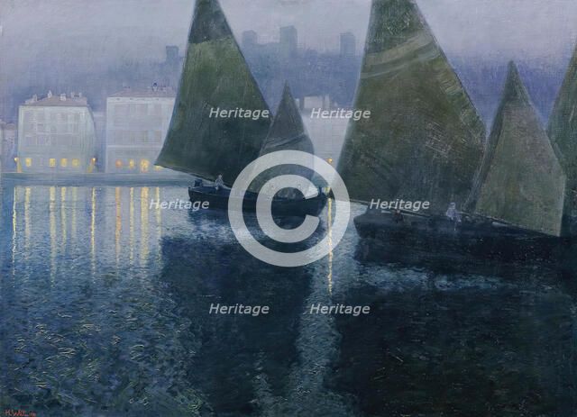 Moonlit night in an Istrian port, 1901. Creator: Hans Wilt.