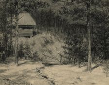 Moonlit Night near Irkutsk at a Resettlement Point, 1904. Creator: Boris Vasilievich Smirnov