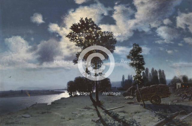 Moonlit river bank, 1896.