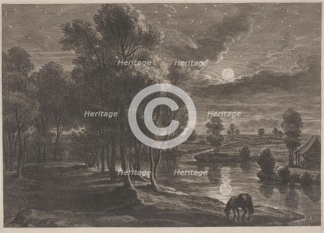 Moonlit River Landscape. Creator: Boetius Adams Bolswert.