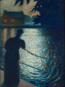 Moonlit scene, Örebro, 1897. Creator: Fjaestad, Gustaf (1868-1948)