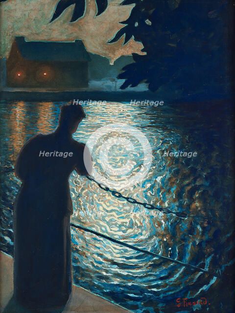 Moonlit scene, Örebro, 1897. Creator: Fjaestad, Gustaf (1868-1948).