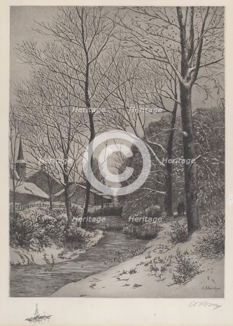 Moonlit Stroll in Winter, c. 1880s. Creator: Unknown.