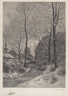Moonlit Stroll in Winter, c. 1880s. Creator: Unknown