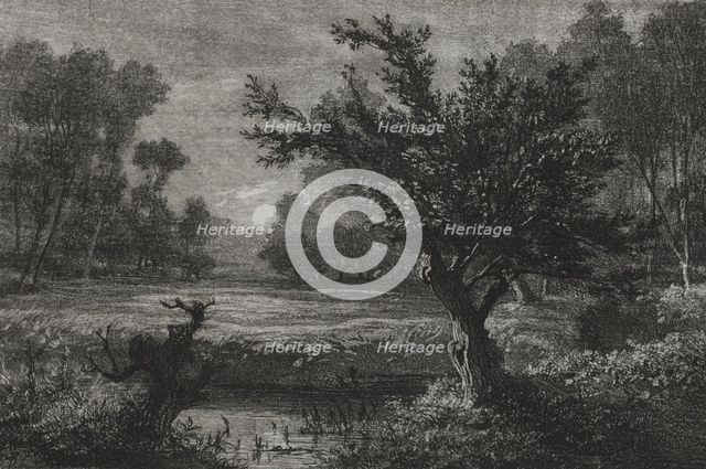 Moonrise in the Andilly Valley, 1845. Creator: Charles François Daubigny (French, 1817-1878).