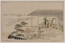 Moonrise Over the Nihon Embankment and the Yoshiwara, 1790. Creator: Kitagawa Utamaro (Japanese, 1753?-1806)