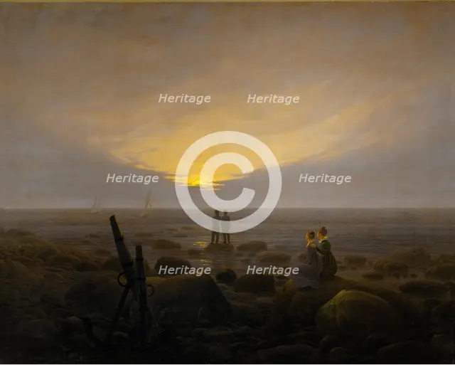 Moonrise over the Sea, 1821. Creator: Caspar David Friedrich.