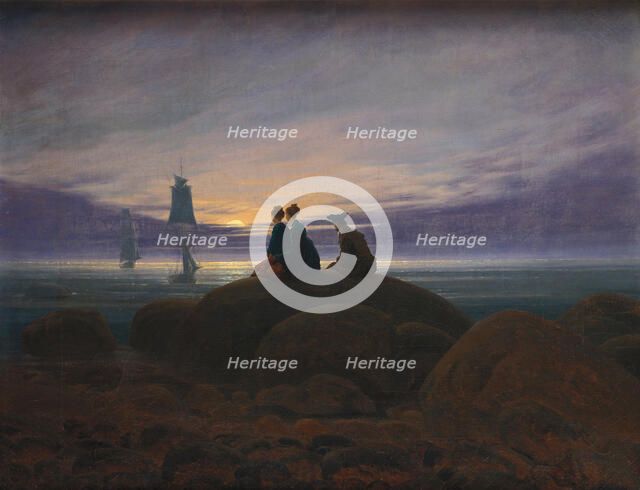 Moonrise over the Sea, 1822. Artist: Friedrich, Caspar David (1774-1840)