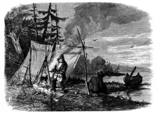 Moose-hunting in Canada - the Encampment, 1858. Creator: Unknown