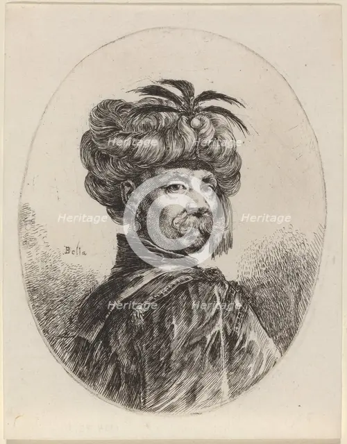 Moor in a Turban Trimmed with Five Feathers, 1649/1650. Creator: Stefano della Bella.
