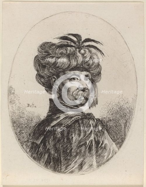 Moor in a Turban Trimmed with Five Feathers, 1649/1650. Creator: Stefano della Bella.