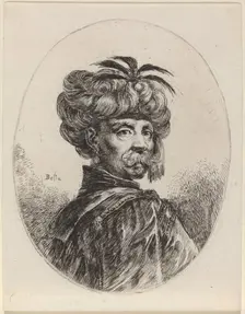 Moor in a Turban Trimmed with Five Feathers, 1649/1650. Creator: Stefano della Bella