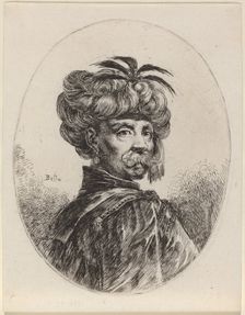 Moor in a Turban Trimmed with Five Feathers, 1649/1650. Creator: Stefano della Bella