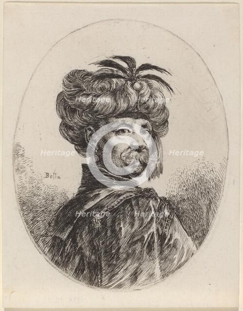 Moor in a Turban Trimmed with Five Feathers, 1649/1650. Creator: Stefano della Bella.