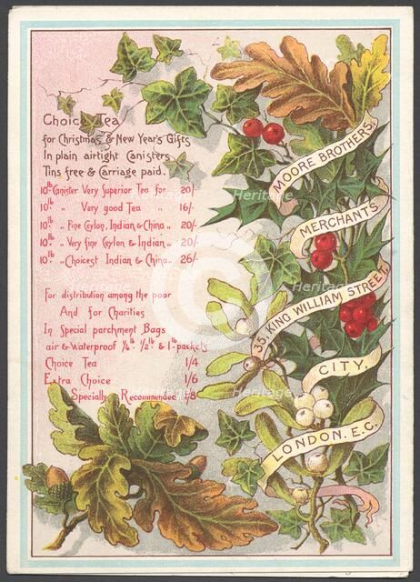 Moore Brothers Tea, 1890s. Artist: Unknown