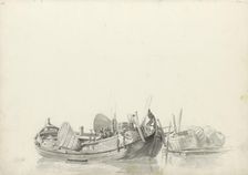 Moored boat at a jetty, 1797-1838. Creator: Johannes Christiaan Schotel