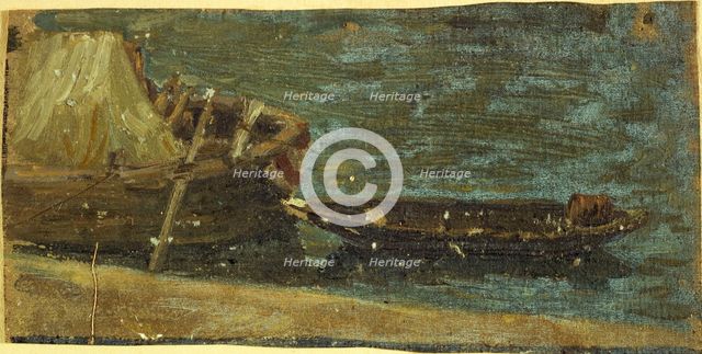 Moored boats, c1870. Creator: Charles-Emile Cuisin.