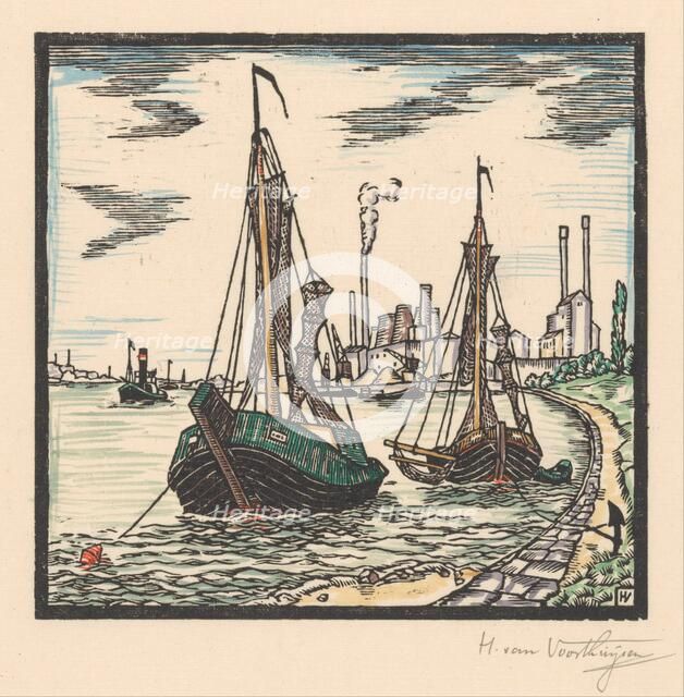 Moored fishing boats, 1871-1918. Creator: Henriëtte van Hove.