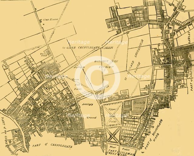 'Moorfields and its Neighbourhood (From a Map of about 1720)', (c1872). Creator: Unknown.