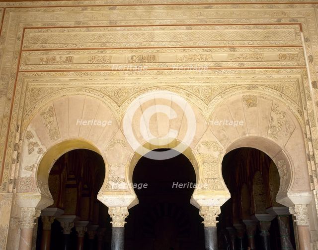 Moorish arches, Medina Azahara palace-city, Cordoba, Spain, 10th century, (2002).   Creator: LTL.
