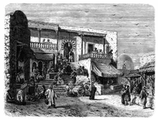 Moorish coffee house at Sidi Bou Said, Tunis, c1890