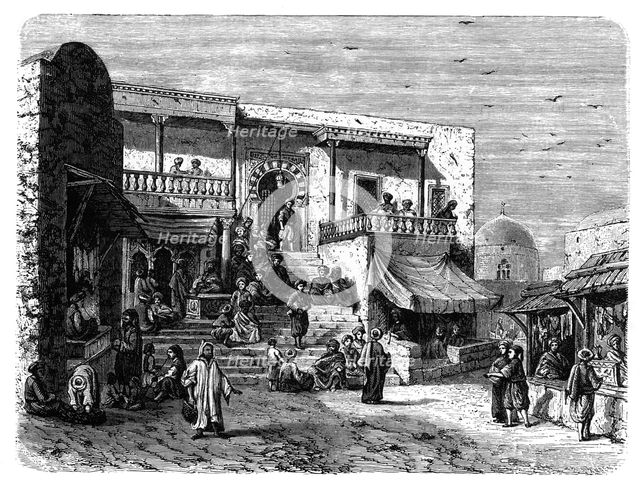 Moorish coffee house at Sidi Bou Said, Tunis, c1890. Artist: Unknown
