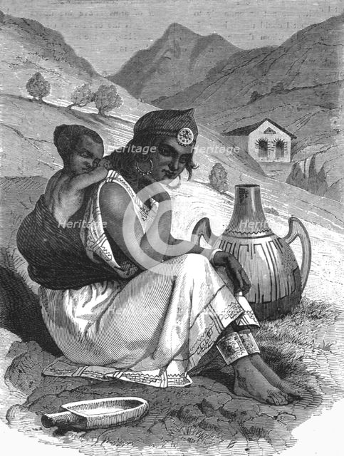 'Moorish Peasant woman at a Well; Visit to the Sultan of Morocco, at Fez, in the spring of 1871', 18 Creator: T. Blackmore.