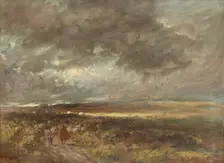 Moorland landscape: shepherd and sheep, c1810. Creator: David Cox the Elder