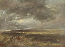 Moorland landscape: shepherd and sheep, c1810. Creator: David Cox the elder