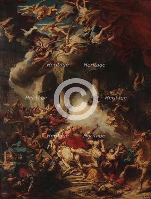 Moors Assaulting a Church, 1858. Creator: Isabey, Louis Gabriel Eugène (1803-1886).