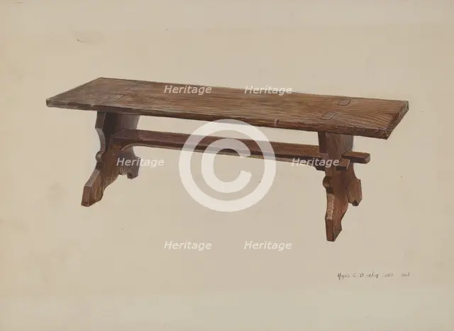 Moravian Church Bench, 1935/1942. Creator: Amos C. Brinton.