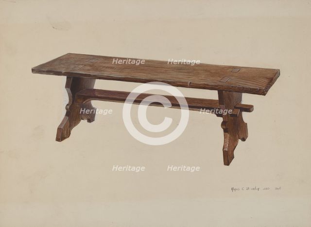Moravian Church Bench, 1935/1942. Creator: Amos C. Brinton.