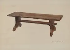 Moravian Church Bench, 1935/1942. Creator: Amos C. Brinton