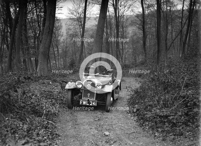 Morgan 4/4 at the Standard Car Owners Club Southern Counties Trial, Hale Wood, Chilterns, 1938. Artist: Bill Brunell.