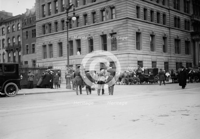 Morgan funeral - newspaper photographers arrested in Stuyvesant Sq., 1913. Creator: Bain News Service.