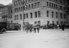 Morgan funeral - newspaper photographers arrested in Stuyvesant Sq., 1913. Creator: Bain News Service
