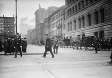 Morgan funeral - police guard Stuyvesant Sq., 1913. Creator: Bain News Service