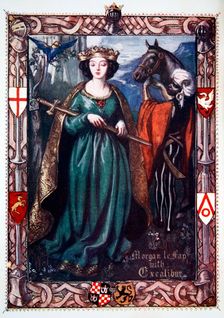 Morgan le Fay with Excalibur 1905. Creator: Dora Curtis
