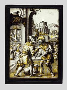 Mordecai Overhears the Conspiracy from the Story of Esther, Netherlands, c. 1525. Creator: Circle of Pieter Cornelisz (1498/90 - 1560/61) or Lucas van Leyden (1489-1533)