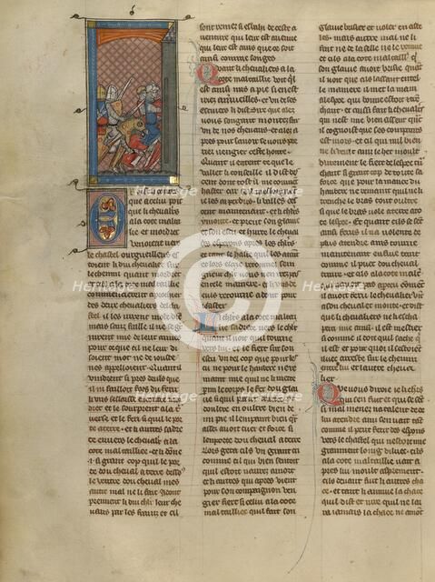 Mordret and Knight à la cote mal taillée Pursuing Two Knights, about 1320-1340. Creator: Unknown.